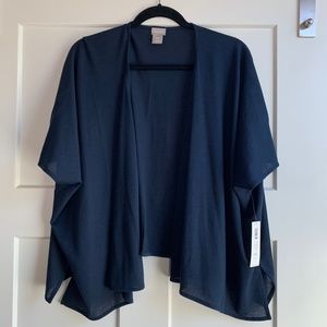 CHICOS Short Sleeve Open Cardigan Top Navy M/L NWT $49.50